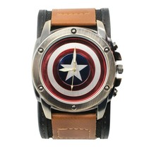 Captain America Shield Watch with Dual Fasten  Adjustable Strap Brown - £40.19 GBP