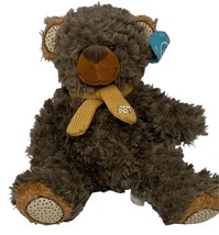 New Giftable World 14”inc  Teddy Bear Plush Brown Scarf Patches Stuffed Animal - £13.23 GBP