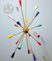 18 Arms Multicolored Pendent Light Industrial Lamp Italian Brass Sputnik... - $327.75