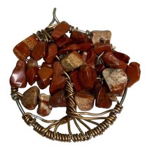 Gemstone Jasper Tree of Life Pendant Natural Stone - £12.62 GBP