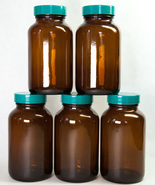 5 Brockway 250 ML Brown Glass Laboratory/Chemical Bottles Green Caps 1589 - £11.76 GBP