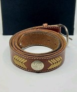 Circle Y Of Yoakum Belt Brown Braided Leather Silver Concho Western Mens 42 - €25,57 EUR