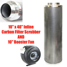 10&quot; x 40&quot; Carbon Air Filter Odor Control Scrubber &amp; 10&quot; Inline Duct Fan w Jacket - £238.06 GBP