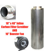 10&quot; x 40&quot; Carbon Air Filter Odor Control Scrubber &amp; 10&quot; Inline Duct Fan ... - £238.27 GBP