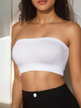 Women Sexy Crop Tops Bra Bralette Tube Bandeau Stretch Strapless White 04458 - £10.90 GBP