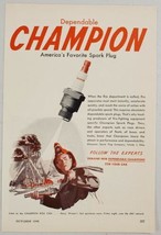 1948 Print Ad Champion Spark Plugs Firemen Fight Building Fire Toledo,Ohio - $14.83