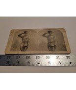 The Soldier Stereoview Card Military Uniform Saluting Soldier #1 Home Tr... - $32.57 CAD