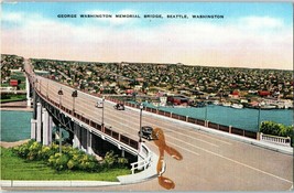 George Washington Memorial Bridge Postcard Seattle WA Posted 1952 - £5.39 GBP