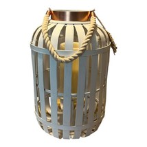 Large Woven Wicker Wood Candle Lantern Basket Rustic Hanging  19” Beach Turtle - $65.44