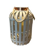 Large Woven Wicker Wood Candle Lantern Basket Rustic Hanging  19” Beach ... - $65.44