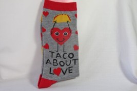 Ladies Novelty Socks 1 pr. (new) Crew TACO ABOUT LOVE - GRAY W/RED HEART... - £7.11 GBP