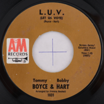 Boyce &amp; Hart – L.U.V. - 1969 - 45 rpm Vinyl 7&quot; Single A&amp;M Records – 1031 Δ74818 - £14.72 GBP