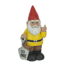 Scratch &amp; Dent Yellow Go Away Giving The Bird Garden Gnome Home Decor Statue - £23.44 GBP