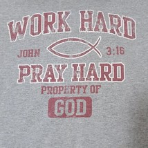 Vintage 90s Work Hard Pray Hard John 3:16 Gray Shirt Jesus Christian God Mens M - £34.03 GBP