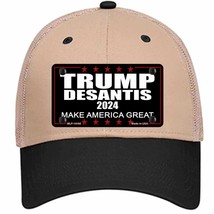 Trump Desantis 2024 Black Novelty Khaki Mesh License Plate Hat - £22.97 GBP