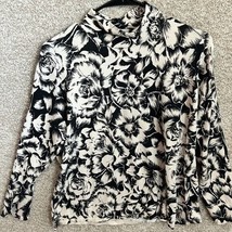 Talbot Women’s Black Cream All Over Floral Long Sleeve Cowl Neck Shirt Top Sz 1X - $20.99