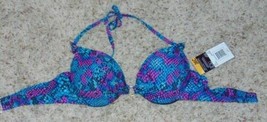 Womens Swimsuit Bikini Push Up Smart &amp; Sexy Blue Pink Snake Padded Under... - $16.83