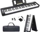 Fverey 61 Key Folding Piano Keyboard, Semi Weighted Keys Portable Electr... - £112.42 GBP