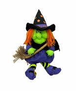 Stuffins Happy Halloween Witch Plush Stuffed Soft Toy Doll Broom 1994 Vt... - $33.83 CAD