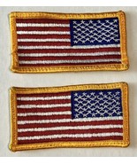 Reverse American Flag Patch Gold Border Military Uniform Sew on 3.75x1.7... - £5.46 GBP