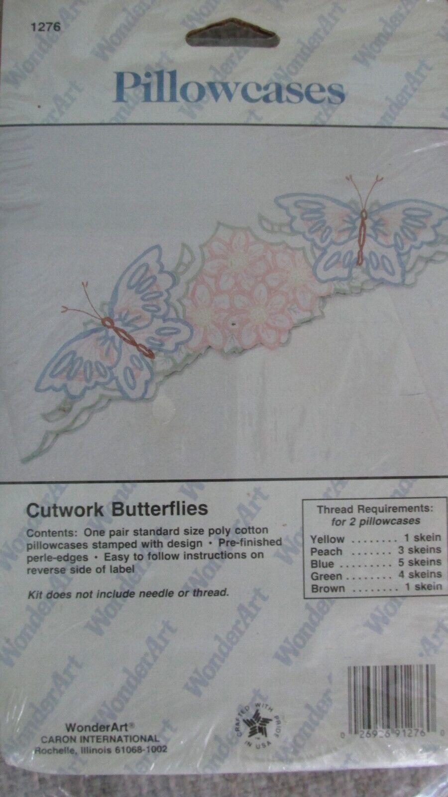 Primary image for "' BUTTERFLIES STAMPED FOR EMBROIDERY - PILLOW CASES"" - NEW IN PACKAGE