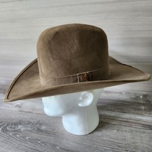 Bailey Vintage Western Suede Saddle Leather Cowboy Size 6 7/8 M Hat Brown USA - £60.49 GBP