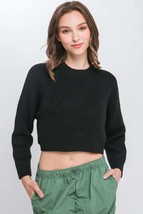 Women&#39;s Wool Blend Cropped Sweater Top - €23,28 EUR