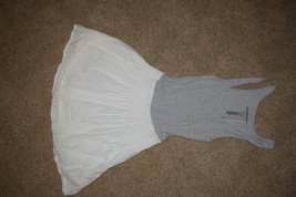 Aeropostale Tank Top Dress with Eyelet Skirt Size M Gray Grey White - $16.00