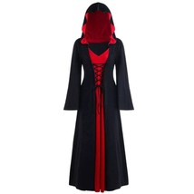 Black Size XXL Vampire Medieval Gothic Priestess Witch Cosplay Hooded Costume - £31.46 GBP