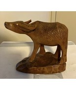 Water buffalo (Ox) Hand carved wooden sculpture South African - $33.85 CAD