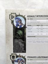 Warhammer 40K Assault Intercessor Squad Primaris Lieutenant Sheet - $23.75