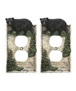 Ebros Set of 2 Rustic Pine Tree Black Bear Double Electrical Outlet Plat... - $24.99