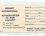 Braniff International Form Authorization To Ride Cockpit  - $21.78
