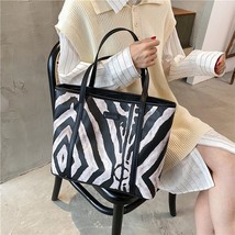 Zebra Pattern Totes Shoulder Bags for Women  Leather Female Hand Shopper Bag Lar - £31.48 GBP
