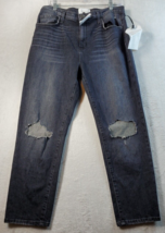 Current/Elliott Jeans Womens Size 31 Black Denim Pockets Straight Leg Distressed - £20.79 GBP