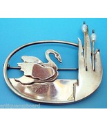 Sterling Hand Wrought Brooch with Swan and Pearls (#J2979) - $304.65 CAD