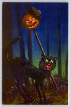 Halloween Matthew Kirscht Wicked Cat JOL on Stick Hand Sketch 24/27 Postcard MK - £55.11 GBP