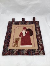 Vintage Santa Cross Stich Christmas Wall Hanging Banner Handmade - $38.00