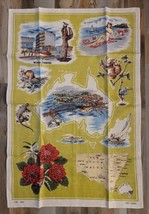 Vintage 100% Pure Linen New South Wales Geography 31.5&quot; x 21&quot; Tea Towel  - £15.02 GBP