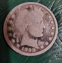1898 No Mint Mark Barber Silver Quarter 25(C) - $164.87 MXN