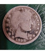 1898 No Mint Mark Barber Silver Quarter 25(C) - $166.31 MXN