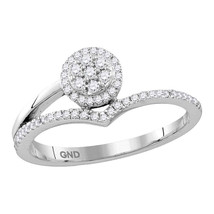 10kt White Gold Womens Round Diamond Cluster Chevron Fashion Ring 1/4 Cttw - £270.13 GBP