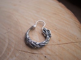 Fenrir wolf viking hoop earring for men 19mm Sterling Silver men jewelry Handcra - £59.09 GBP