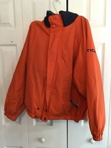 Vintage Nautica Sport Jacket Men’s Med Orange Reversible Flag 90s Fleece Sailing - $32.38