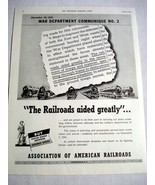 1942 WWII Ad Association of American Railroads with War Department Commu... - £7.85 GBP