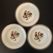 3 Metlox Poppy Trail Pottery Red Rooster 8.5” Rimmed Soup Salad Bowl Vintage USA - $37.99