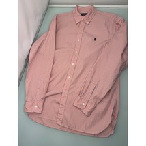 Polo Ralph Lauren Men Shirt Long Sleeve Button Up Peach Orange Size 16 Large L - £19.88 GBP