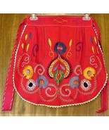 Vintage Portugal Handmade Embroidered Apron Red NEW - £26.16 GBP