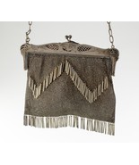 Vintage Silver Mesh Purse With Flora Pattern Straps and Tassles - £373.68 GBP