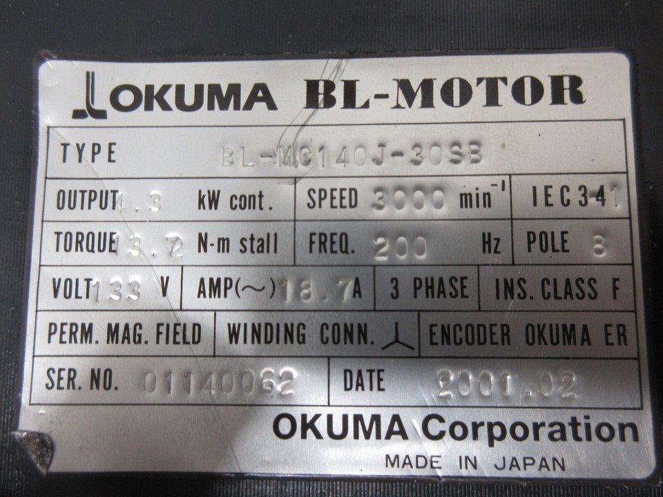 SPECIAL PRICE OKUMA SERVO MOTOR BL-MC140J-30SB ER-J-7200D ENCODER Item image 5